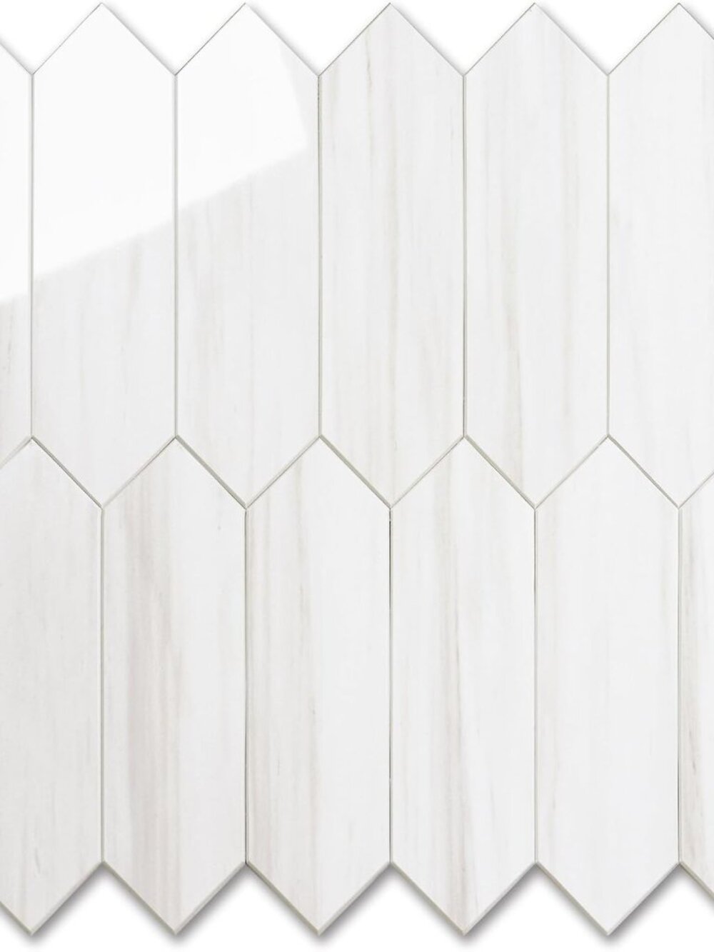 Glossy Dolomite White Backsplash Tile Peel and Stick, 12.8 x 12.8 Inch 10 Sheets